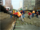 pouring concrete pavement